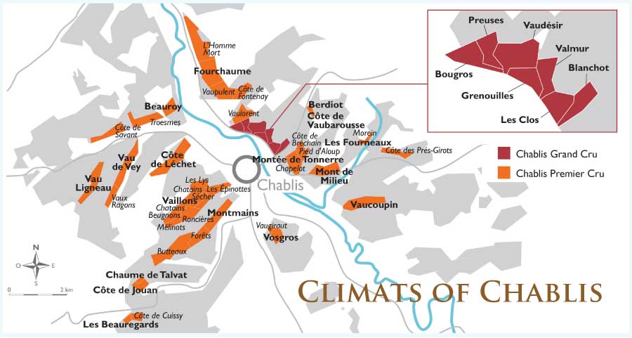 シャブリの地図とクリマ (Climats of Chablis) シャブリの地図とクリマ (Climats of Chablis)