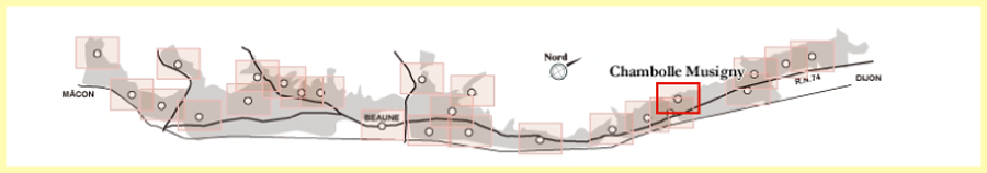 シャンボール・ミュジニーの位置　ブルゴーニュの地図