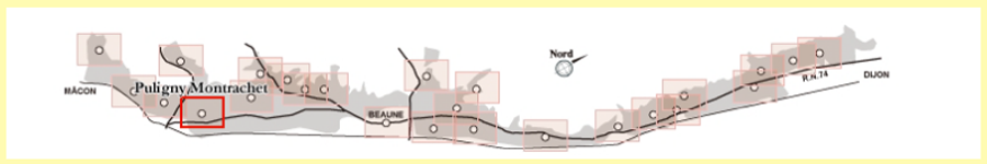 ピュリニー・モンラッシェの位置　ブルゴーニュの地図