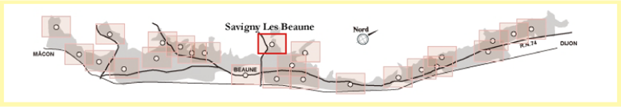 ブルゴーニュ、サヴィニー・レ・ボーヌの位置