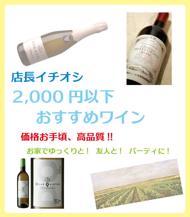 ポルトガル・フランスワインなどワイン通販　お勧めワイン　2,000円まで